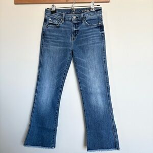 7 For All Mankind Raw Hem Cropped Bootcut Jeans Women’s Size 27 Blue